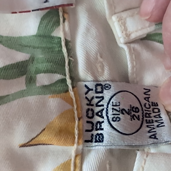 Cropped Lucky Brand Dungarees by Gene Montesano Vintage Sunflowers Size 2 - Picture 5 of 9